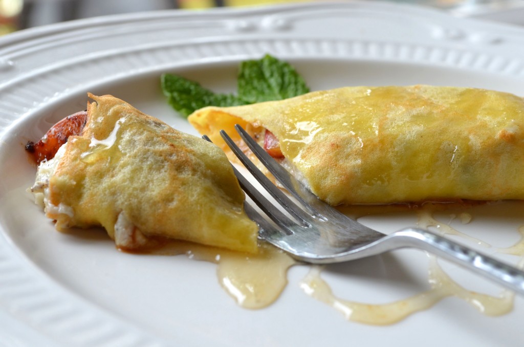 Grilled Summer Peach Crepes with Lavender Mascarpone