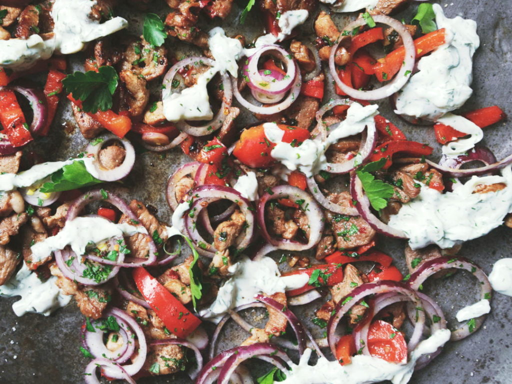 Lamb and pork gyros with tzatziki