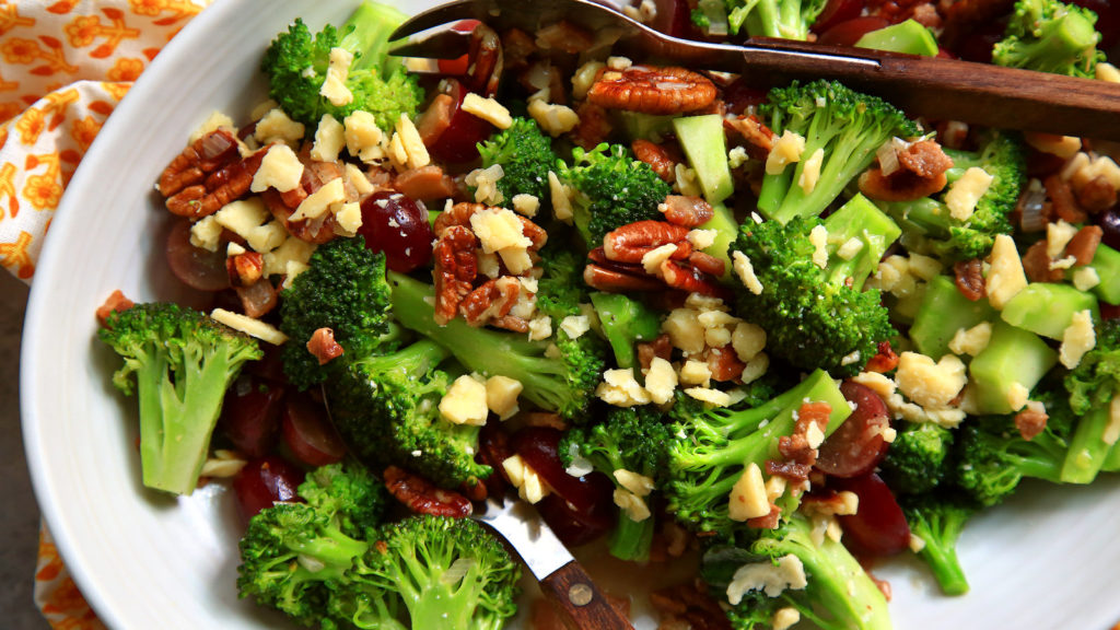 Broccoli Salad With Cheddar and Warm Bacon Vinaigrette