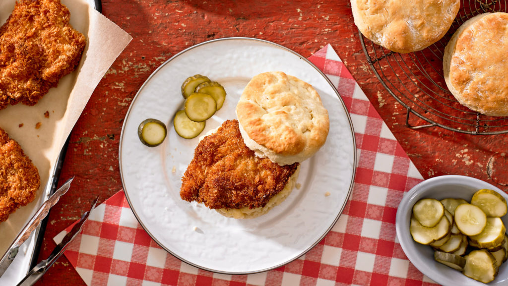 Fried Chicken Biscuits With Hot Honey Butter