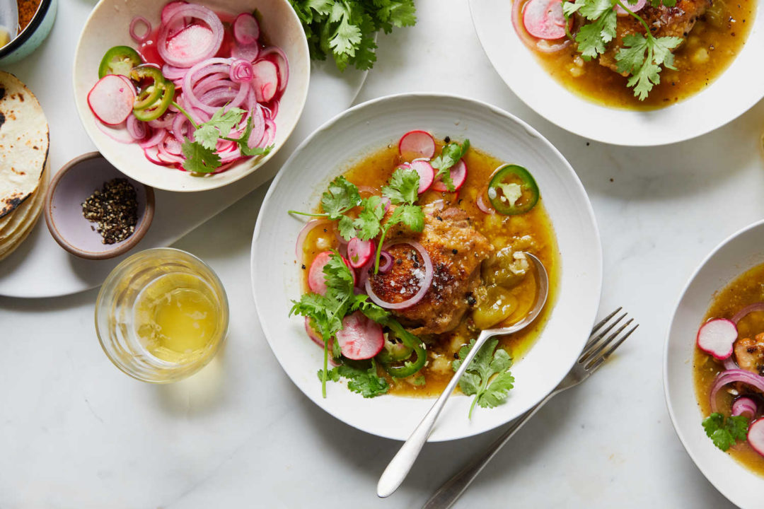 Braised Chicken Thighs With Tomatillos