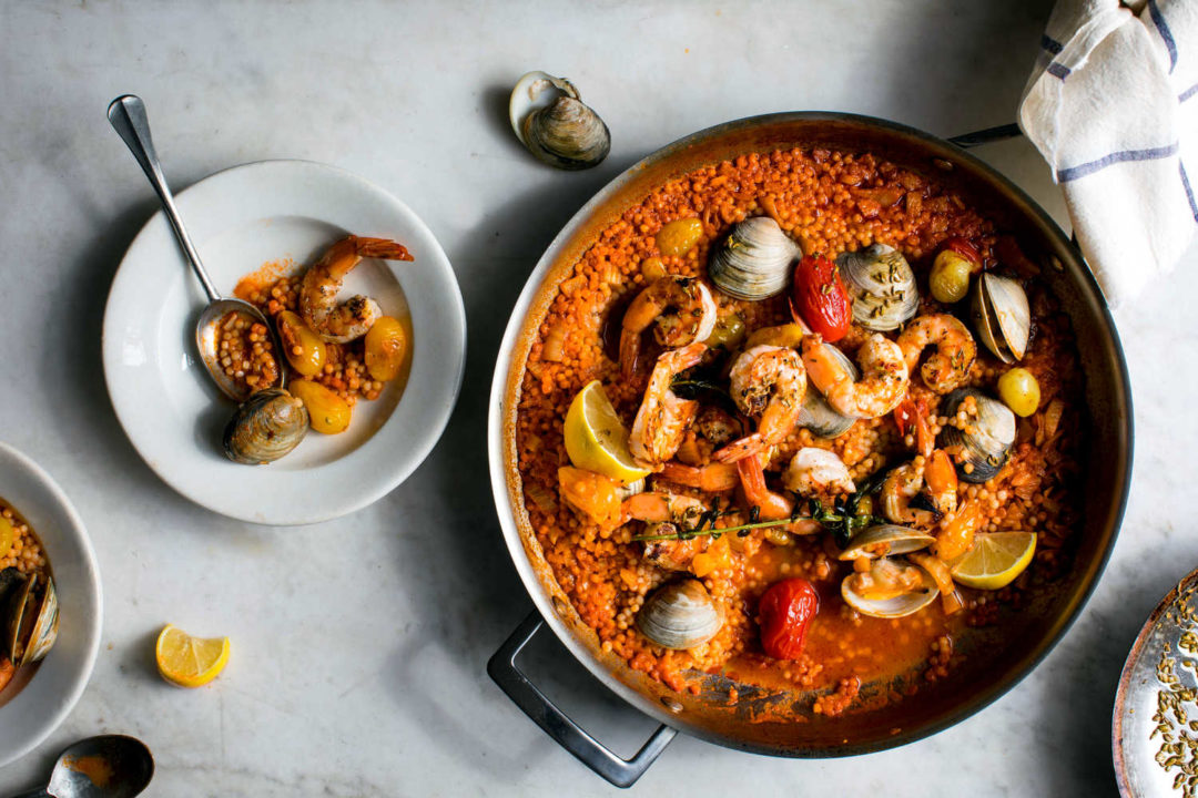 Pearl Couscous With Shrimp and Clams