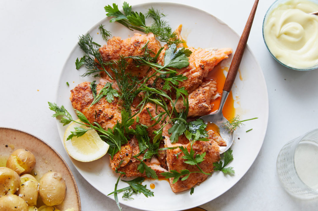 Brown-Butter Salmon With Lemon and Harissa