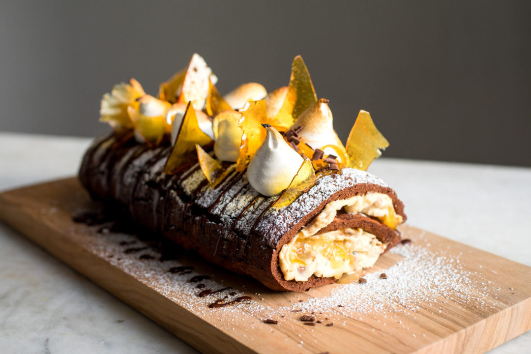 Kumquat and Chocolate Yule Log