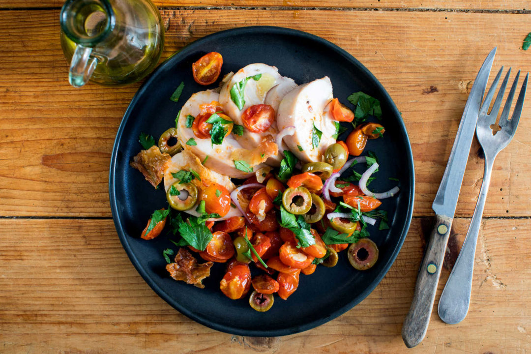 Chicken Breasts With Crunchy Parsley-Onion Salad