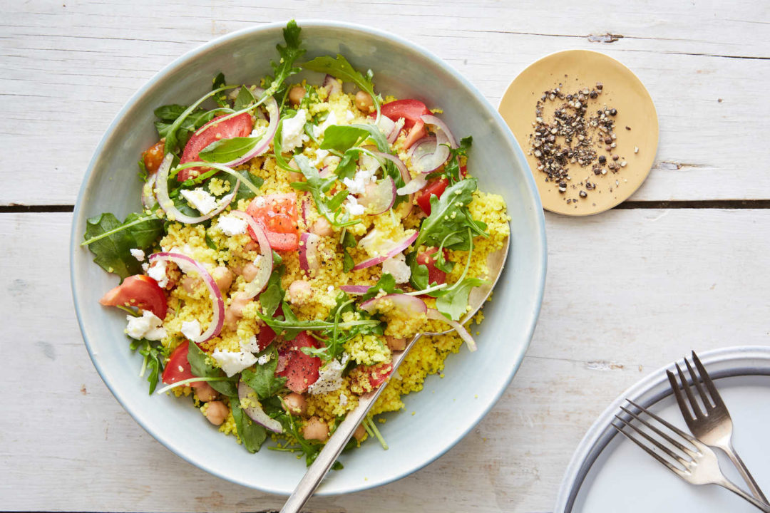 Couscous Salad With Turmeric, Chickpea and Tomato