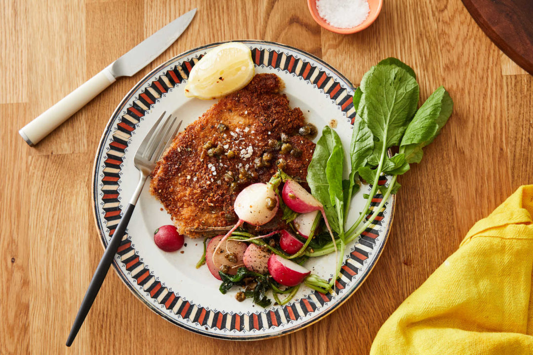 Crispy Pork Chops With Buttered Radishes