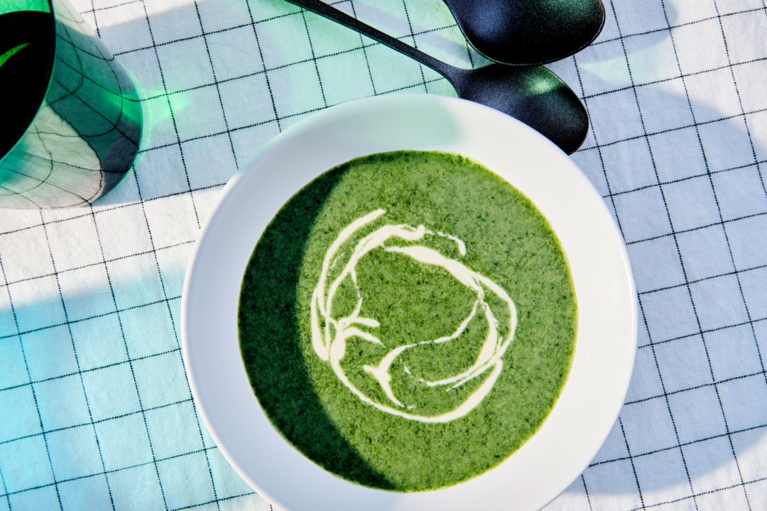 Spinach-and-Cilantro Soup With Tahini and Lemon
