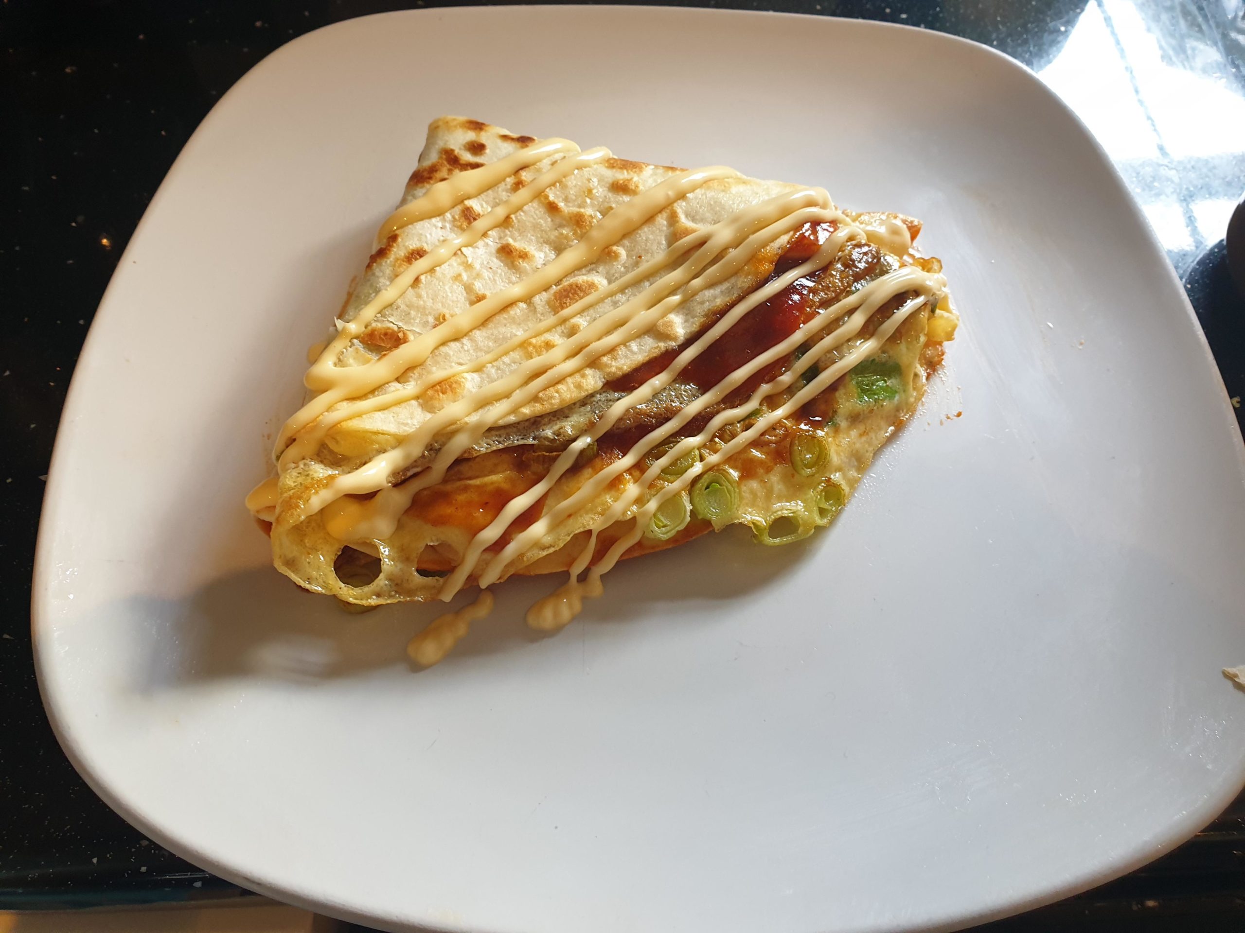 Kenji Lopez Alt's tortilla jianbing with kew pie mayo Dining and Cooking