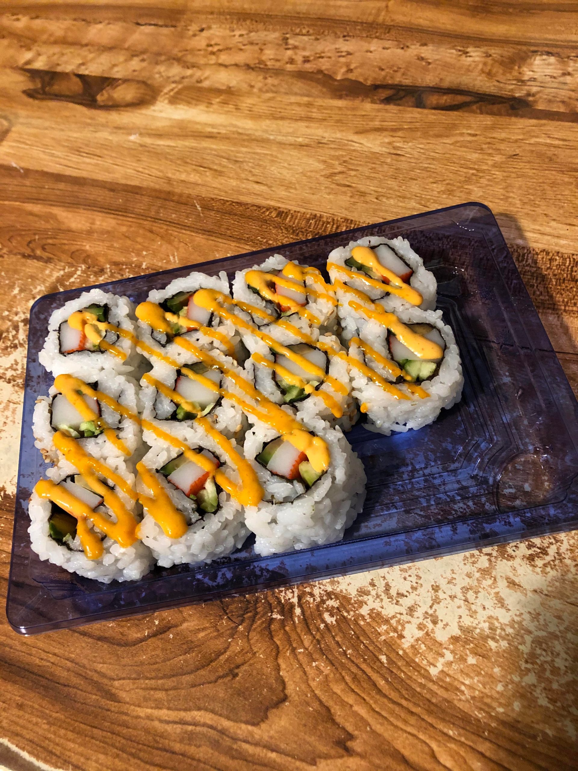 Spicy California rolls fresh.... couldn’t resist and ate one before the