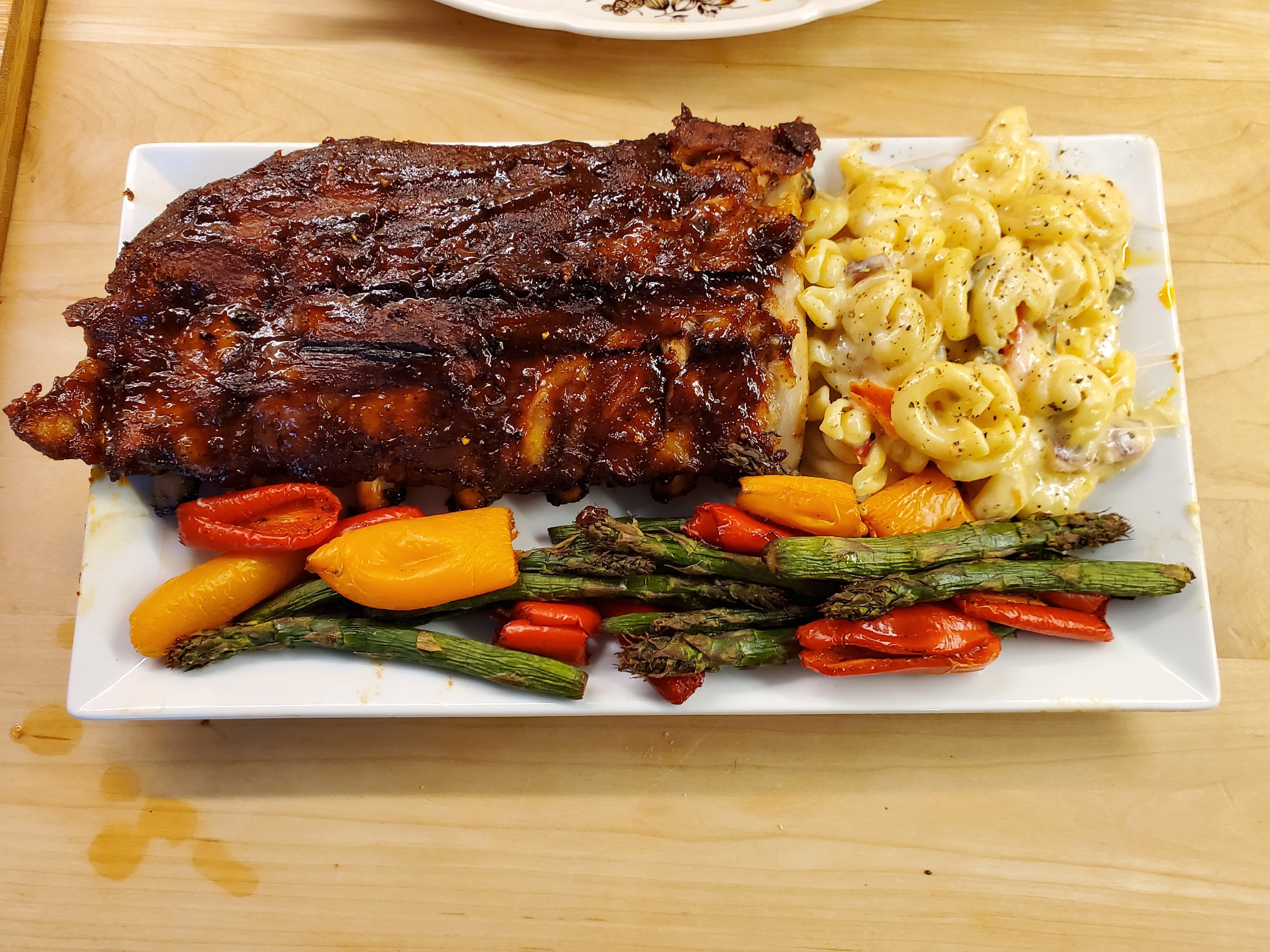 Ribs at 156 for 22 hours finished on the grill with bbq sauce made from