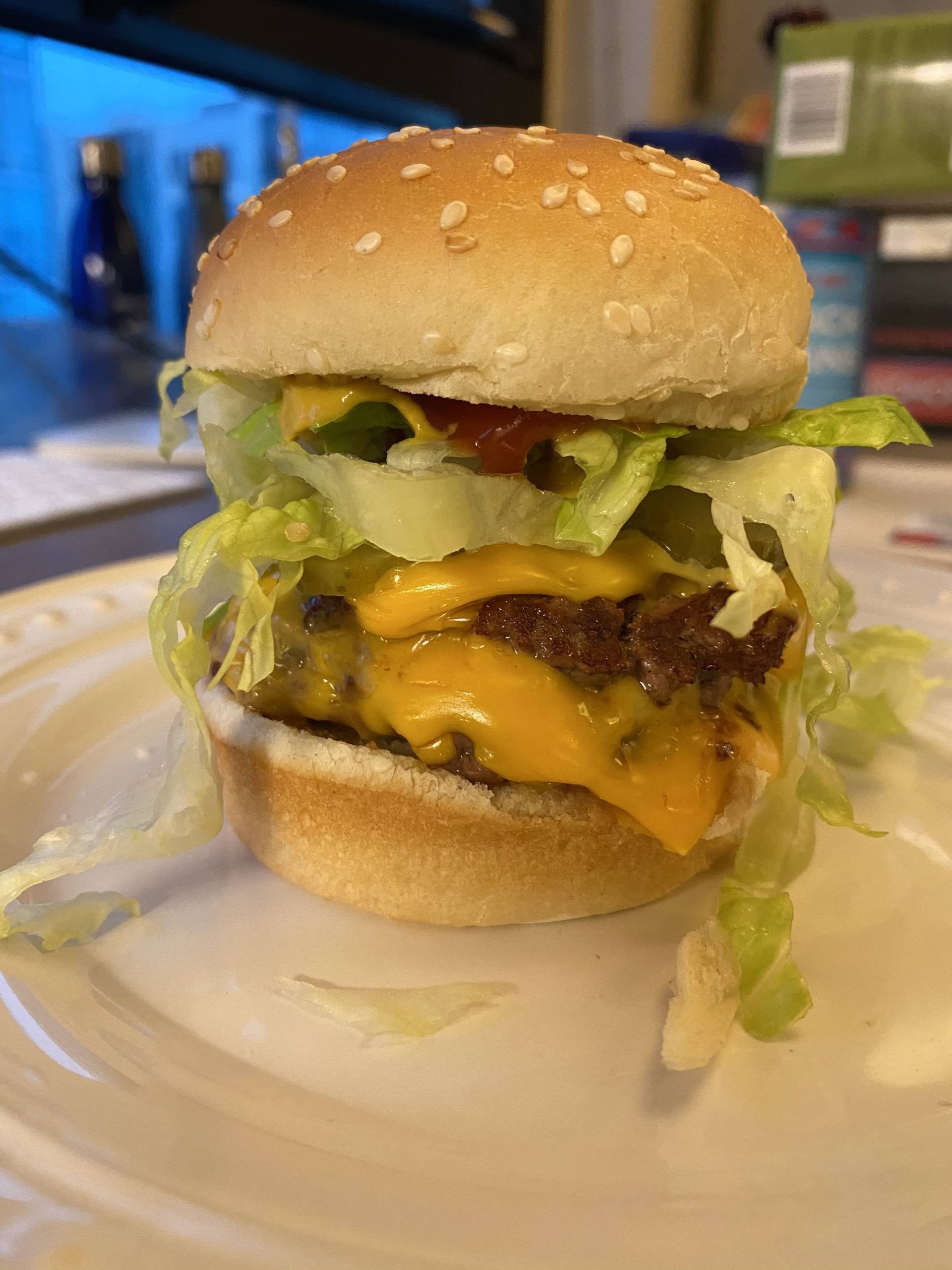 Decided to downsize my normal burger recipe so that I could eat twice
