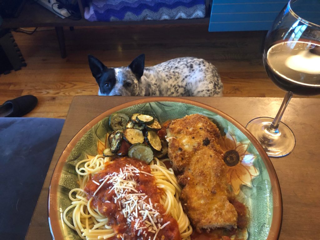 Chicken parm recipe courtesy of Adam Ragusea *secret is to grate the cheese in with crust before you fry*