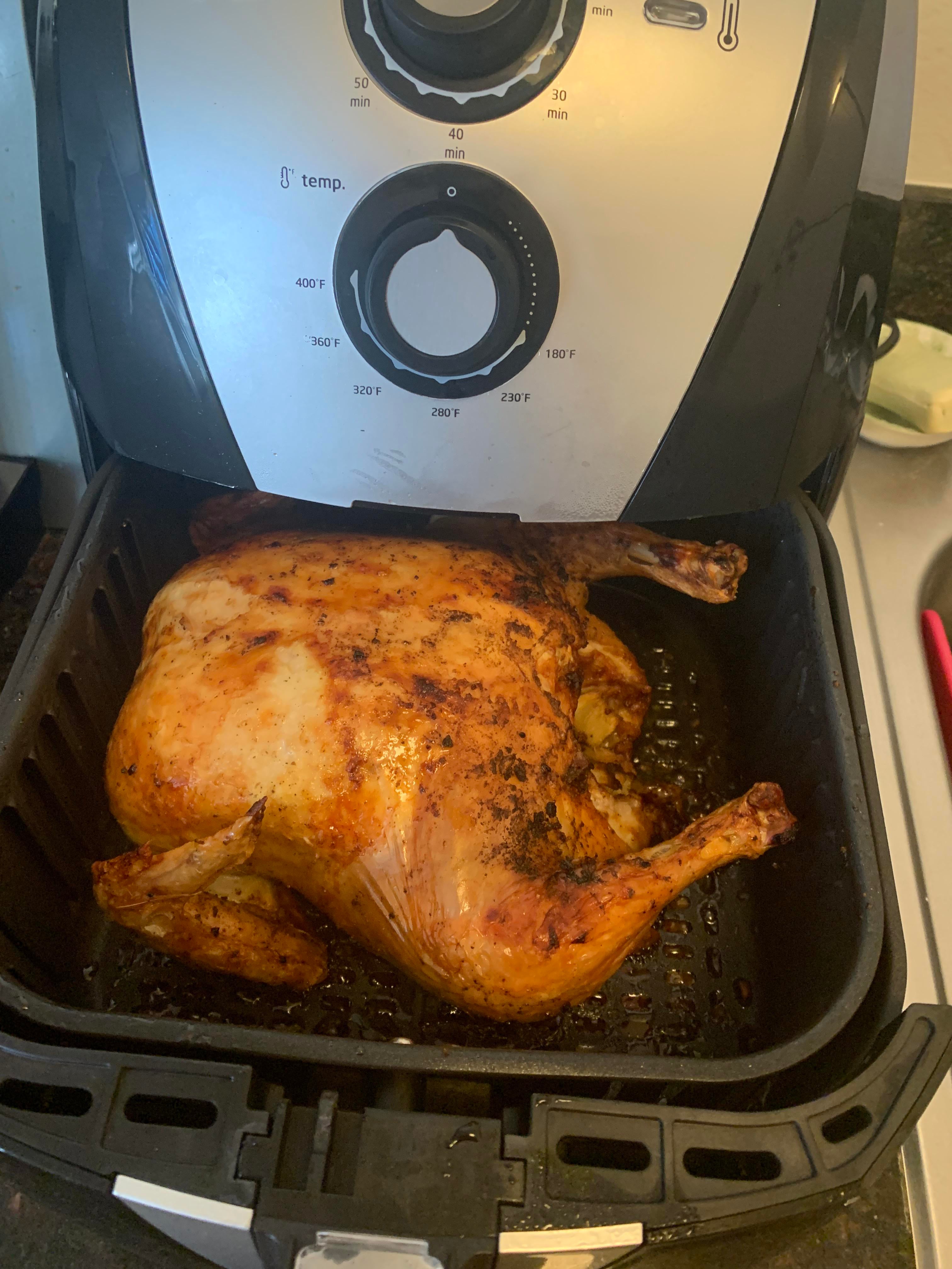 First time with air fryer rotisserie chicken in 1hr it was