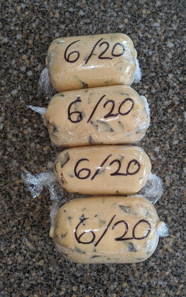 I don't know what day it is and I have self-control problems, so here's Adam Ragusea's Broiled Chocolate Chip Cookies in "maximum-amount-per-day" portions for the freezer