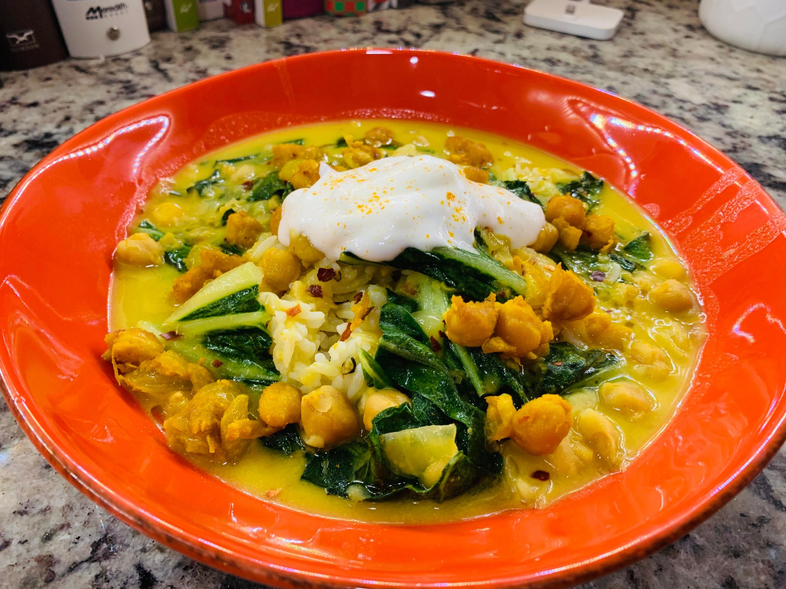 Chickpea and Bok Choy Curry over Rice Dining and Cooking