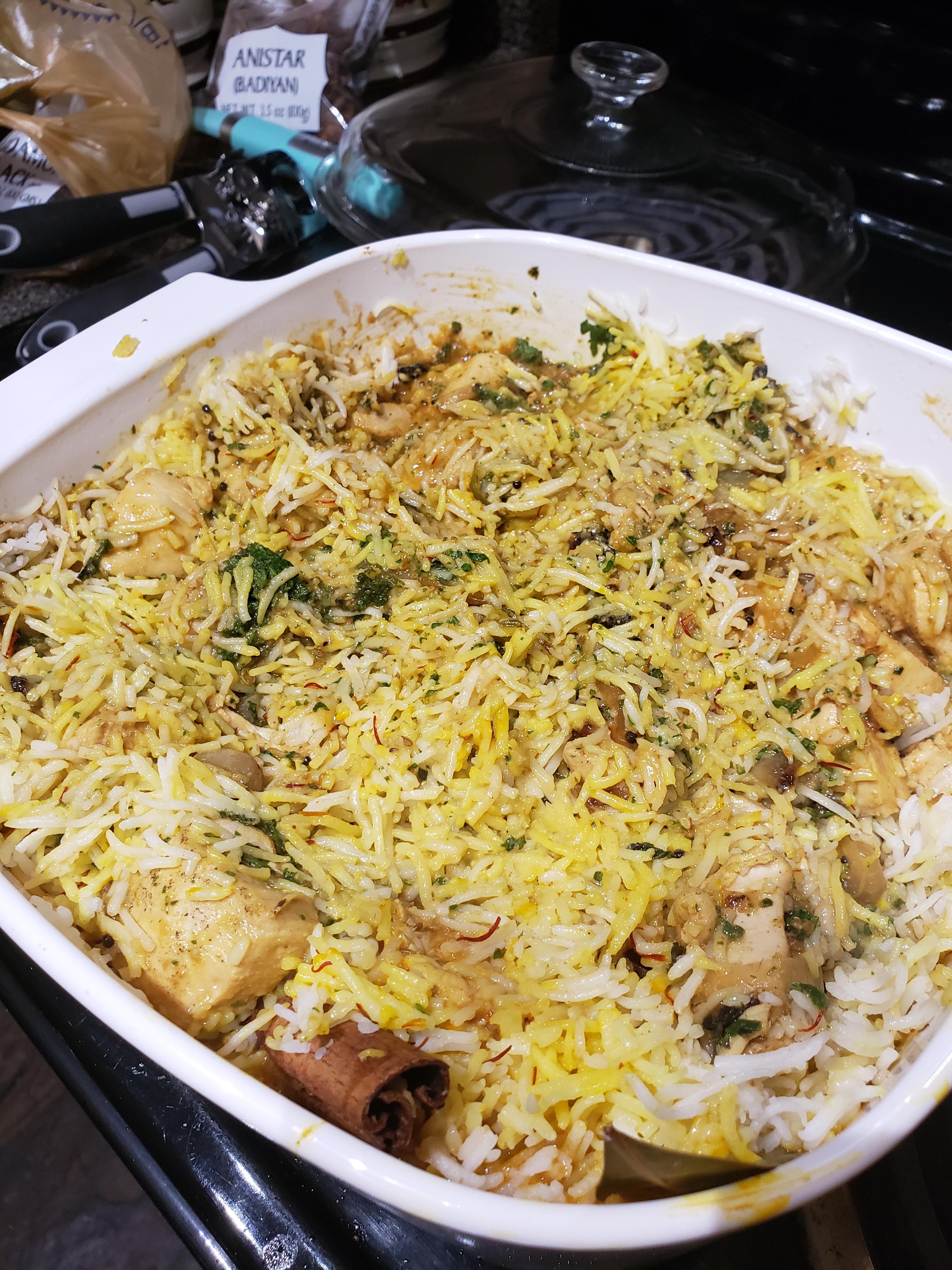 Saffron chicken biryani for me and my friend 🍗 Dining and Cooking