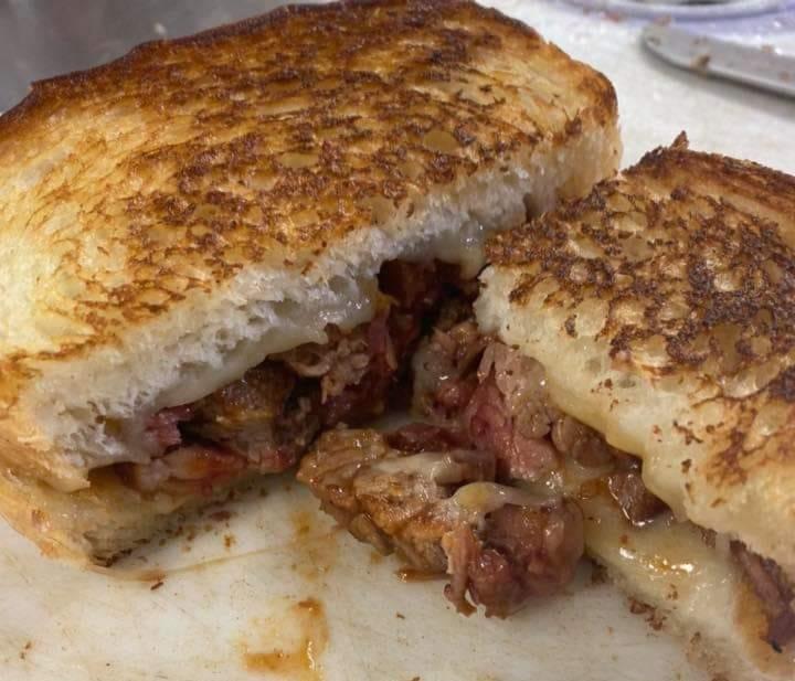 Brisket and habanero pepper jack cheese on texas toast Dining and Cooking