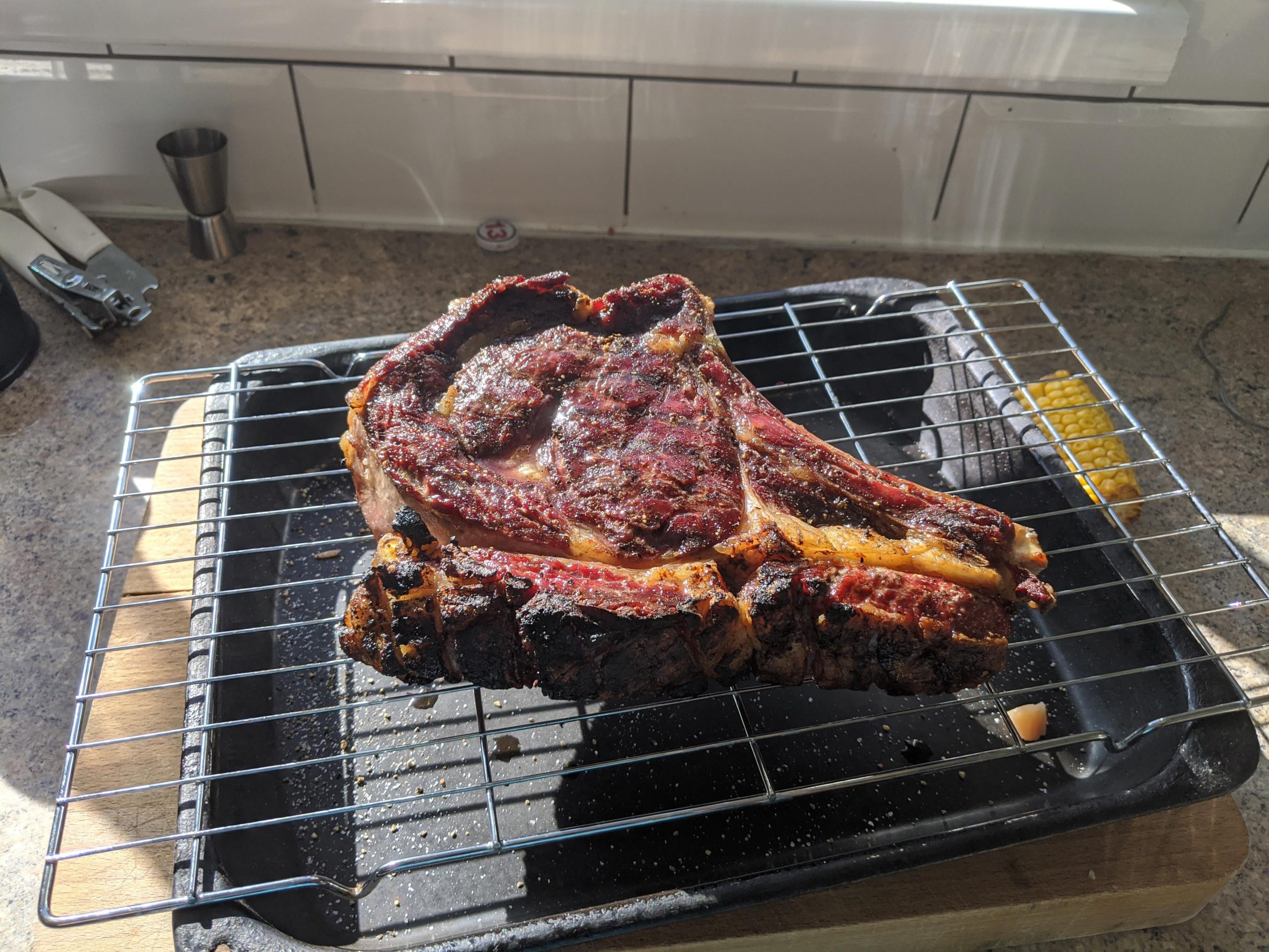 Bone in Ribeye, inverse sear on er kettle. Dining and Cooking