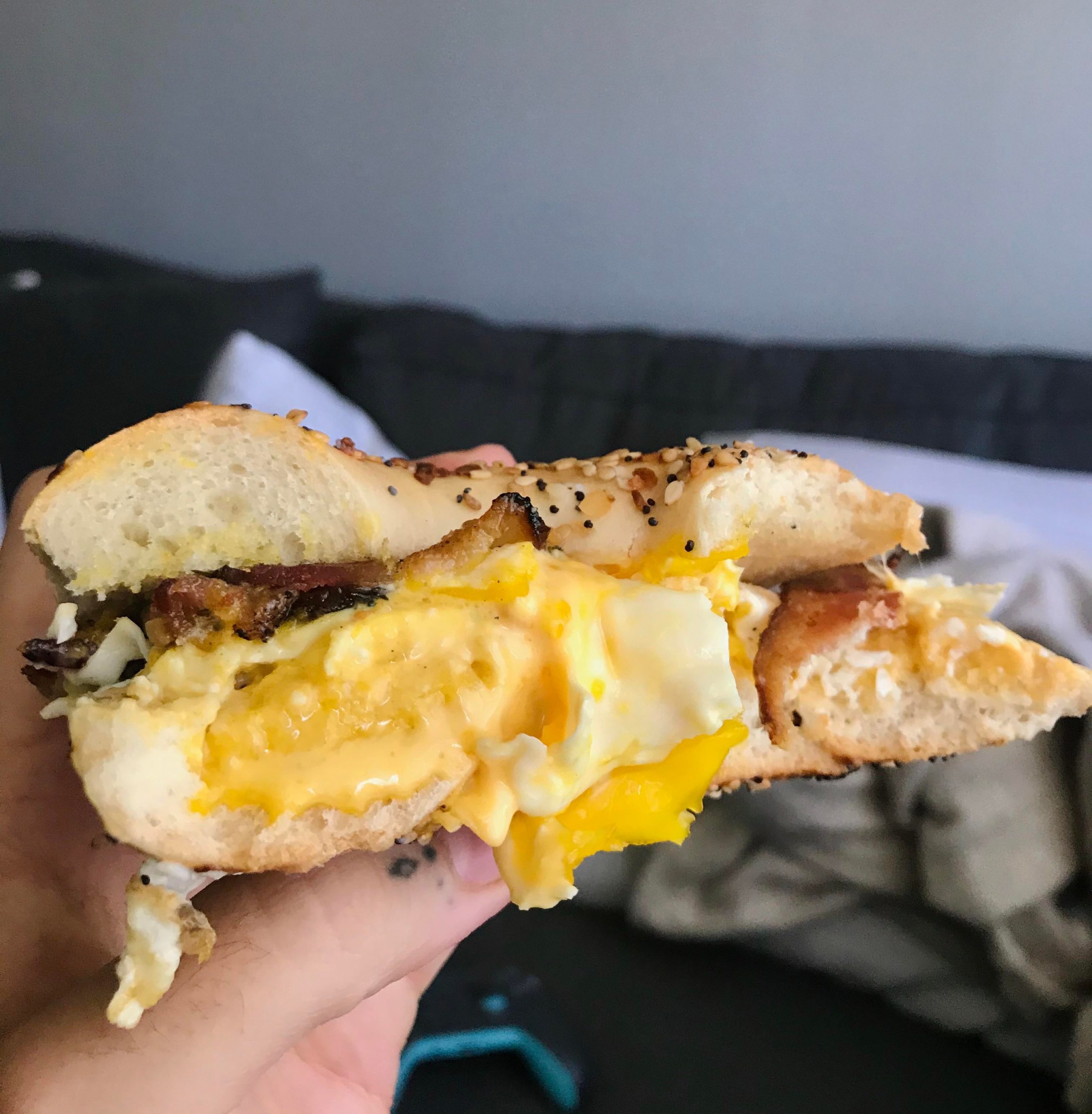 quite possibly the best bacon egg and cheese i’ve ever had. on top of a