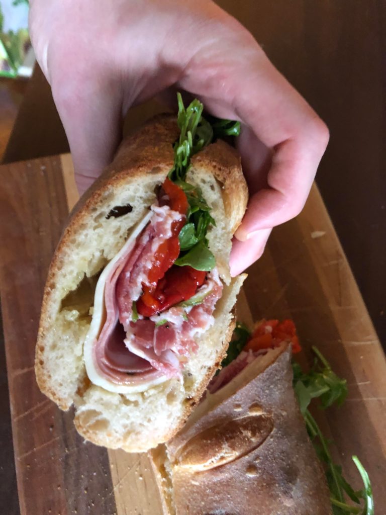 Italian hoagie on a home made roll