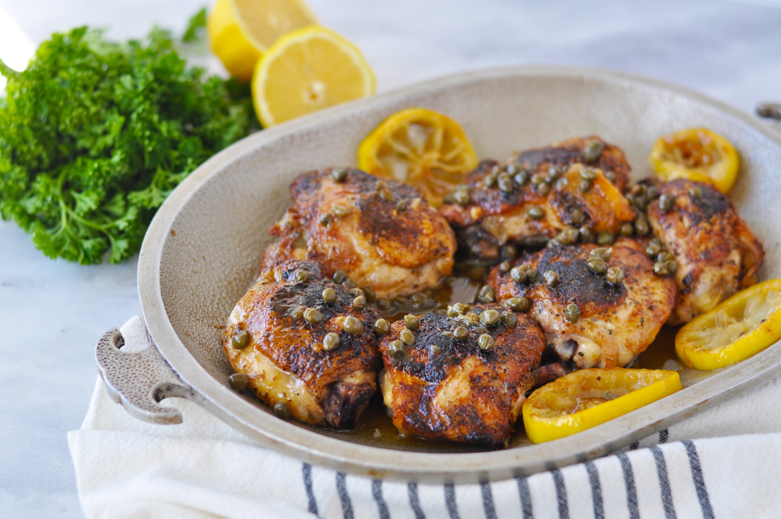 👇👇CRISPY CHICKEN THIGHS WITH LEMON BUTTER CAPER SAUCE Dining and Cooking