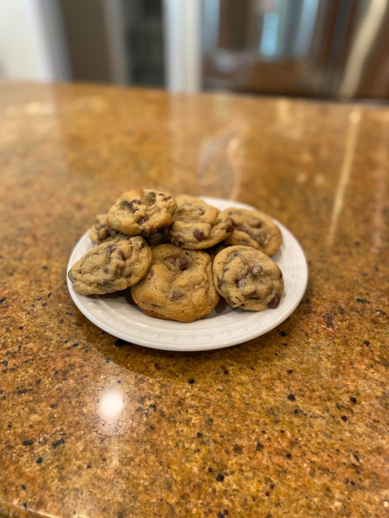 Warm fresh homemade chocolate chip cookies