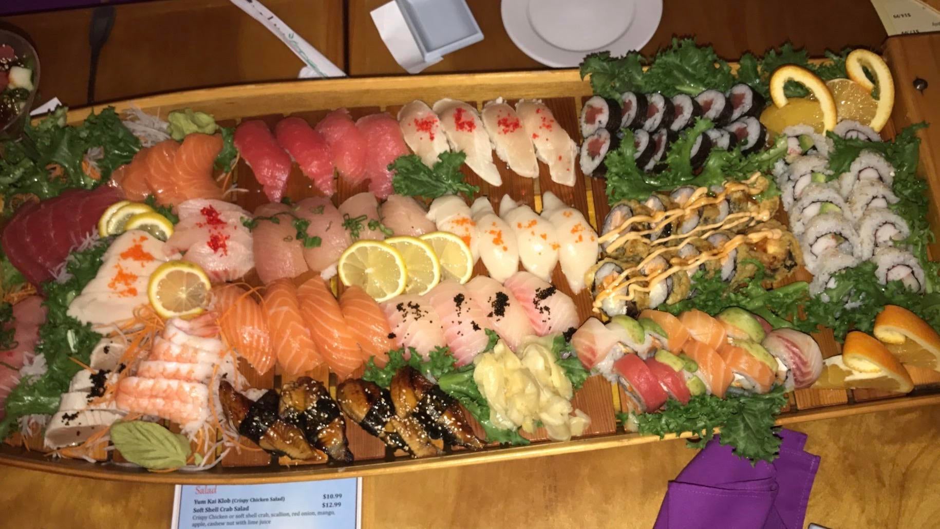 Sushi... aircraft carrier? I can definitely say we did not go to bed