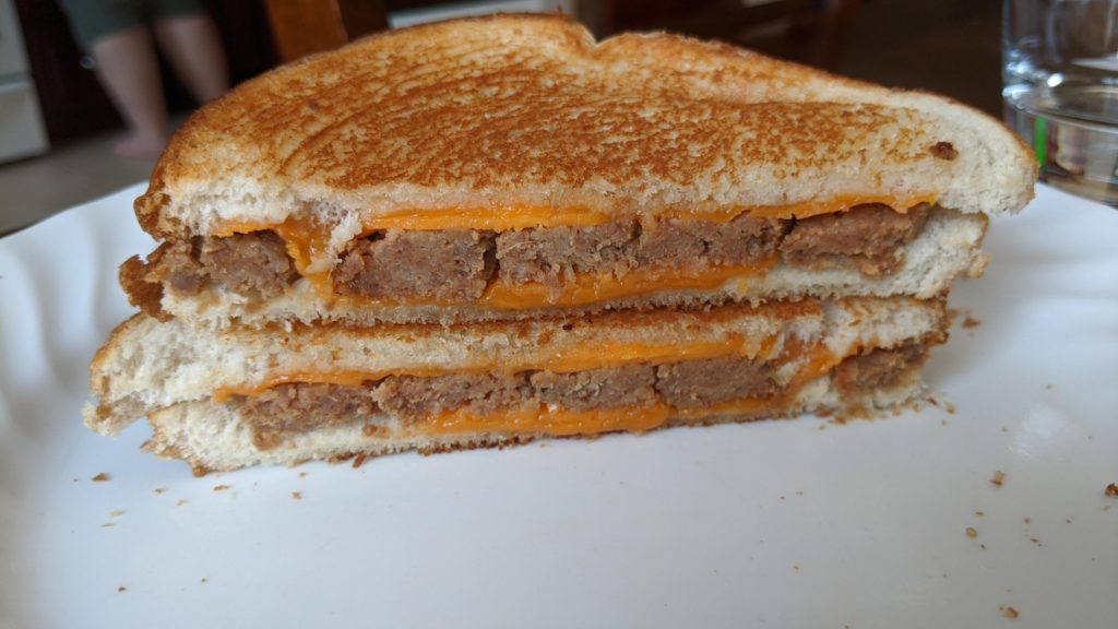Grilled cheese with cheddar and meatloaf