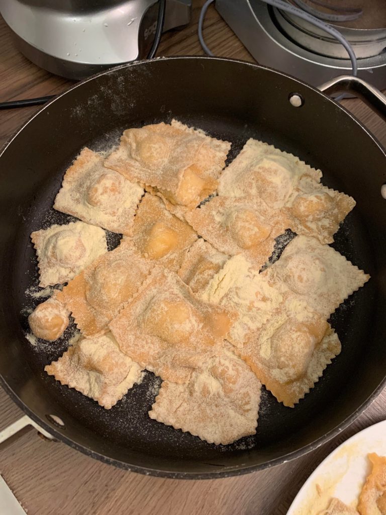 Homemade Spaghetti with veal pork and beef meatballs lightly breaded