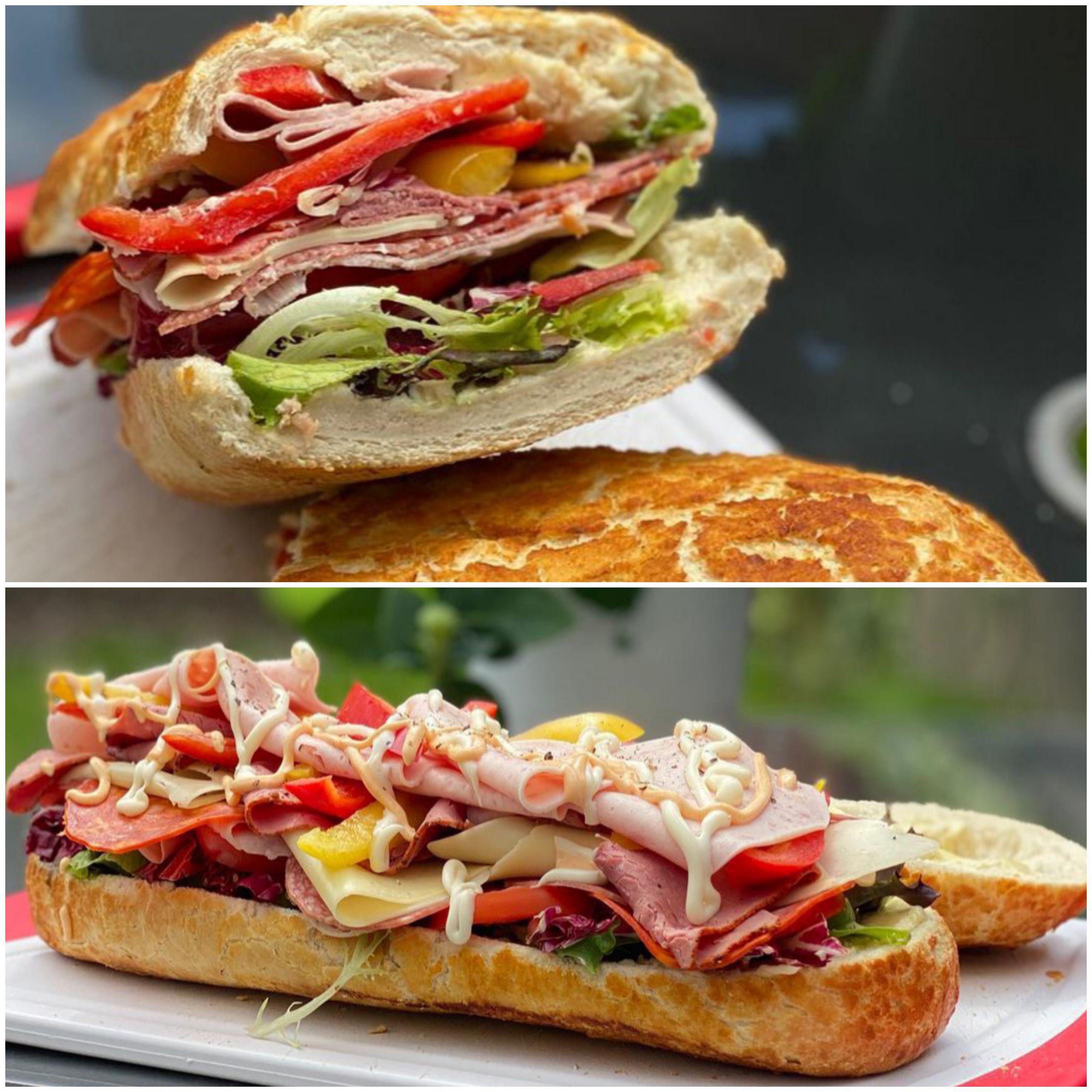 Pastrami, ham, salami, pepperoni, garlic sausage, mixed veg, mayo