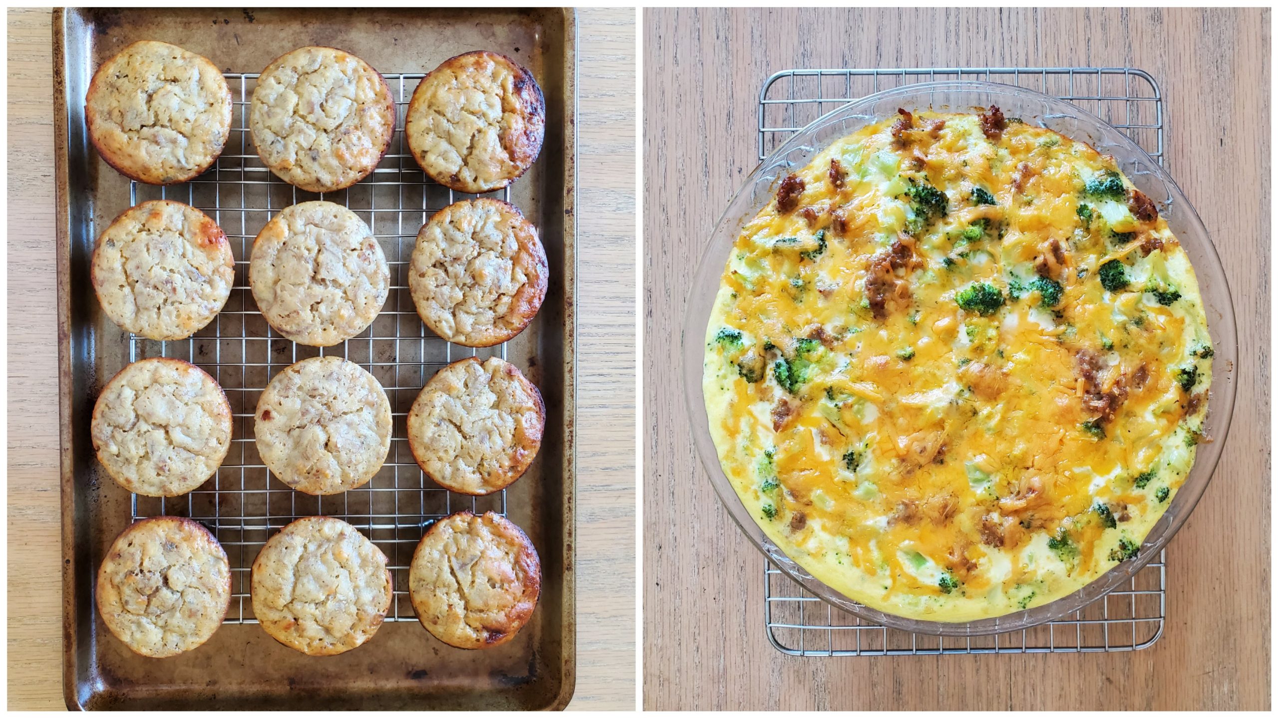 Breakfast meal prep banana nut protein muffins and crustless cheddar