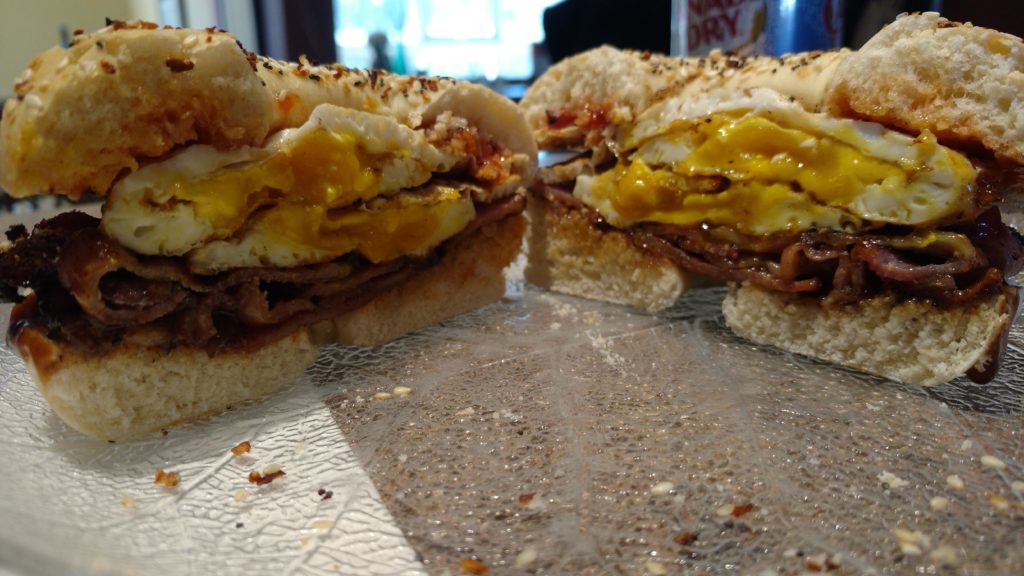 Bacon. Egg. Everything bagel. Oh ya.