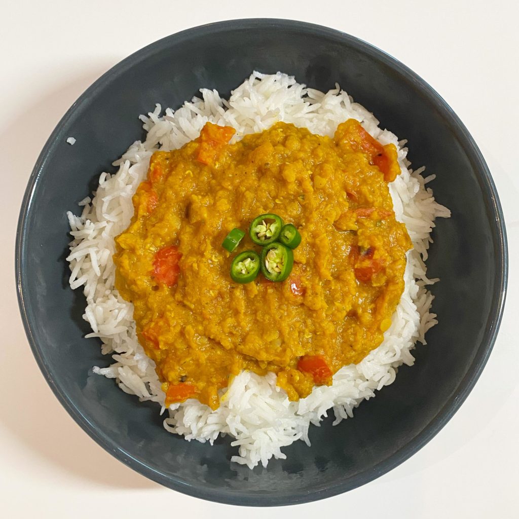 Red lentil and pepper daal