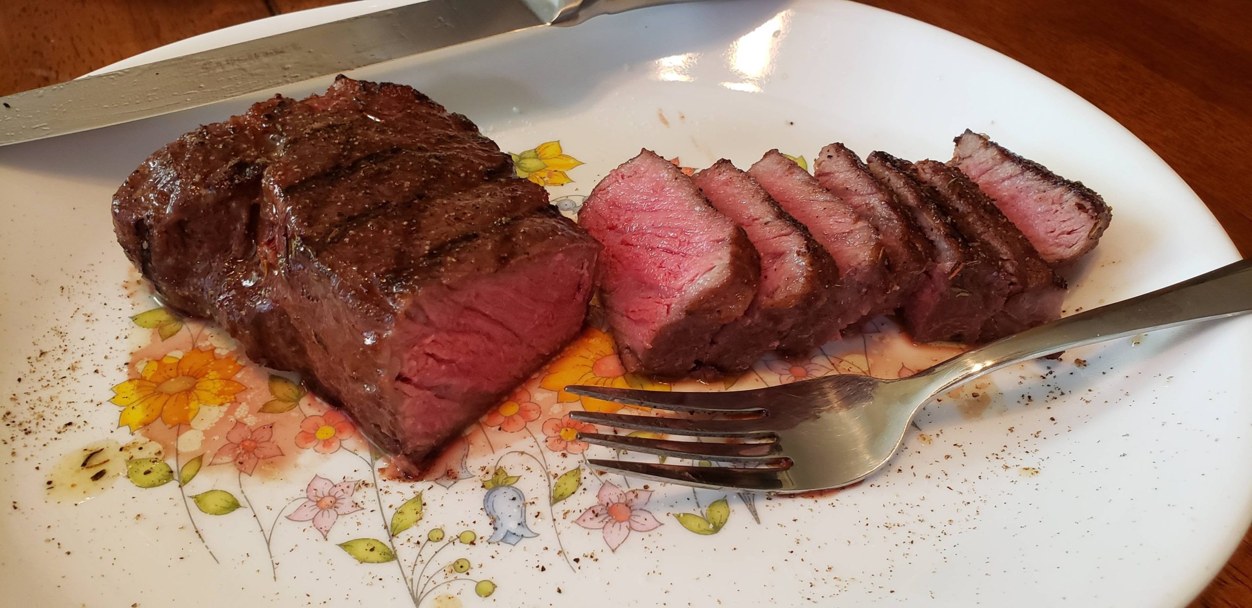 First steak prepared sous vide! Strip steak 130F for 2.5hr, finished