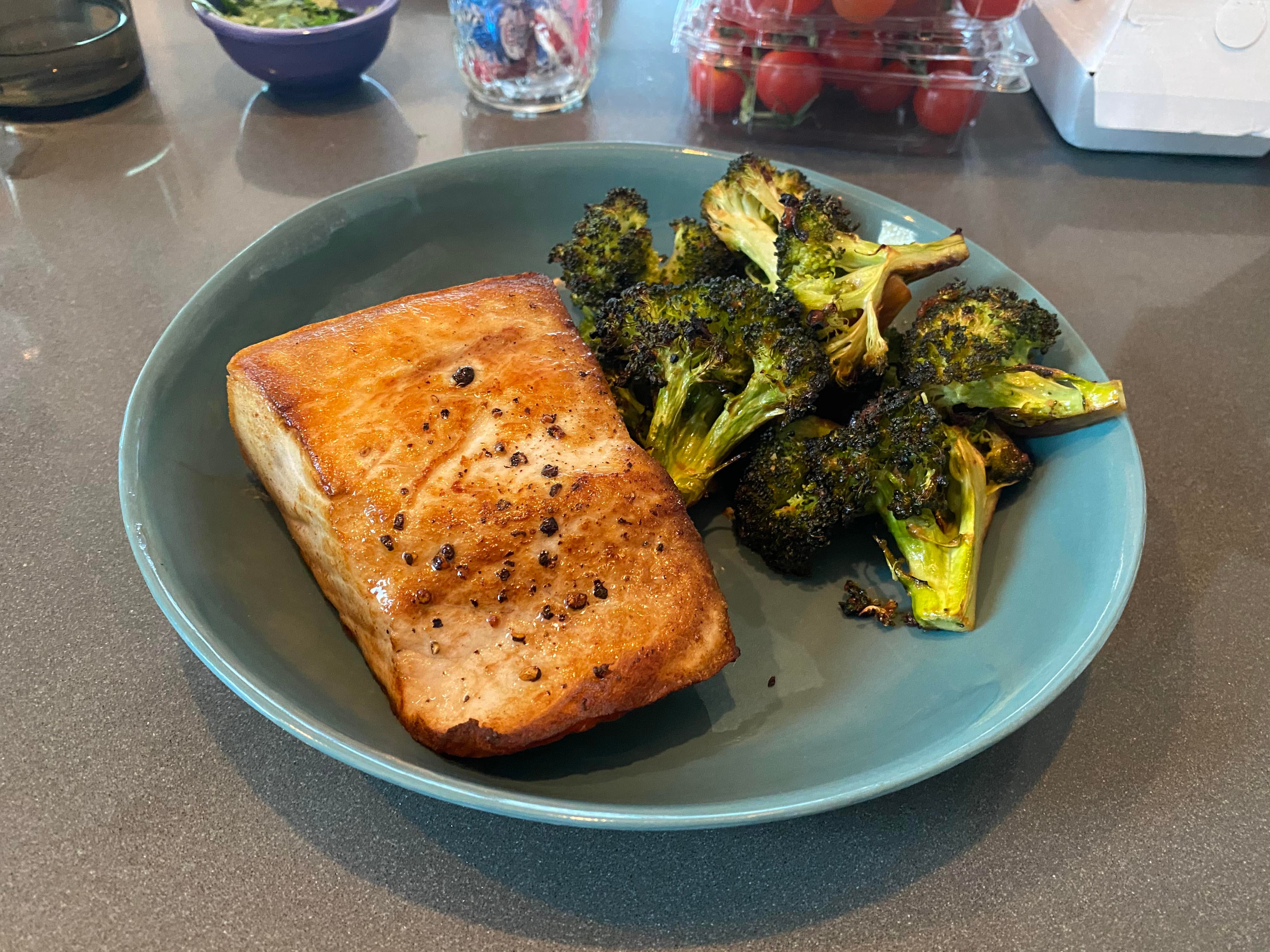 Fish night! Swordfish and soygingergarlic broccoli Dining and Cooking