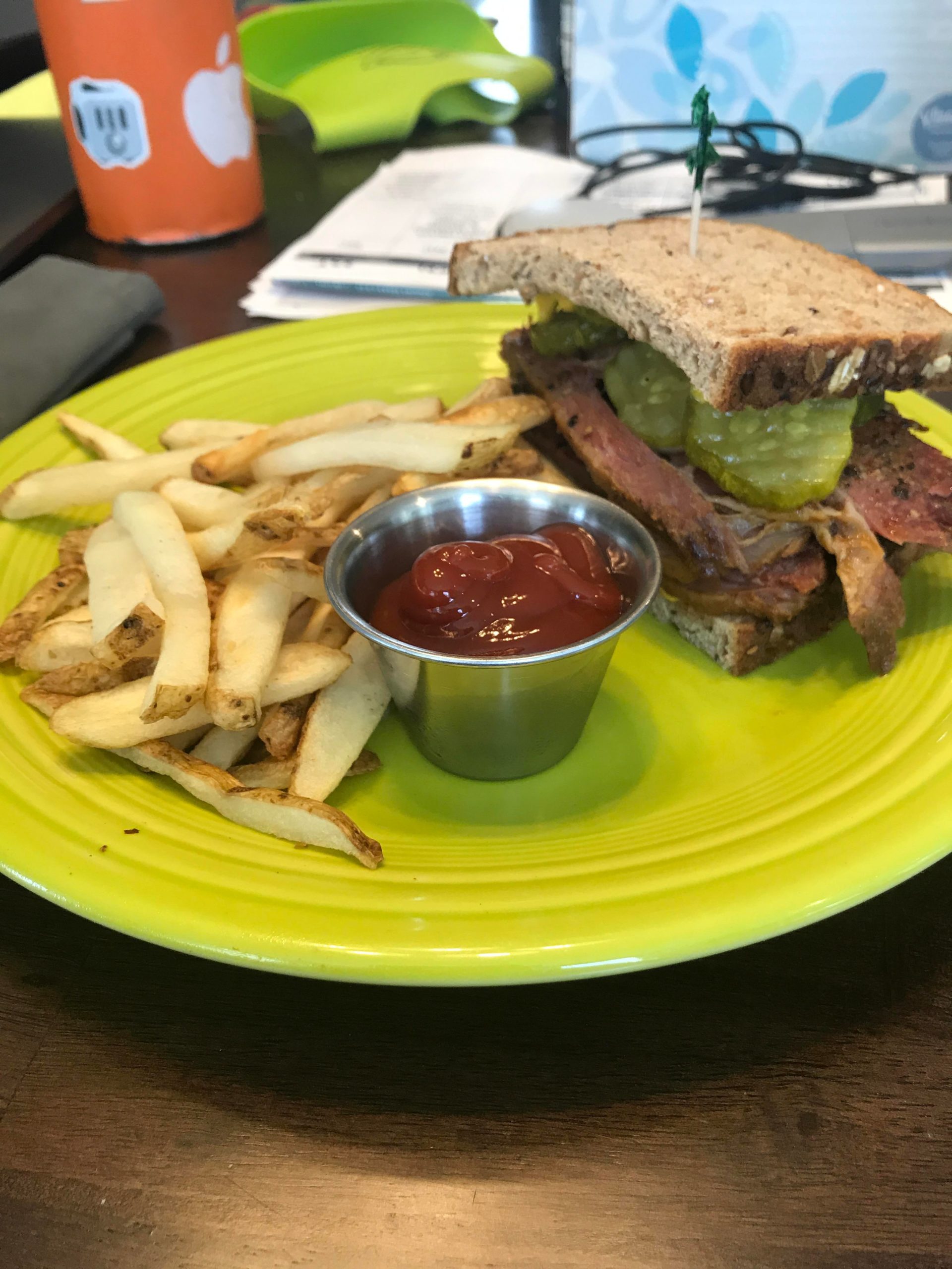 Homemade pastrami (Binging w/ Babish sous vide recipe) sandwich with