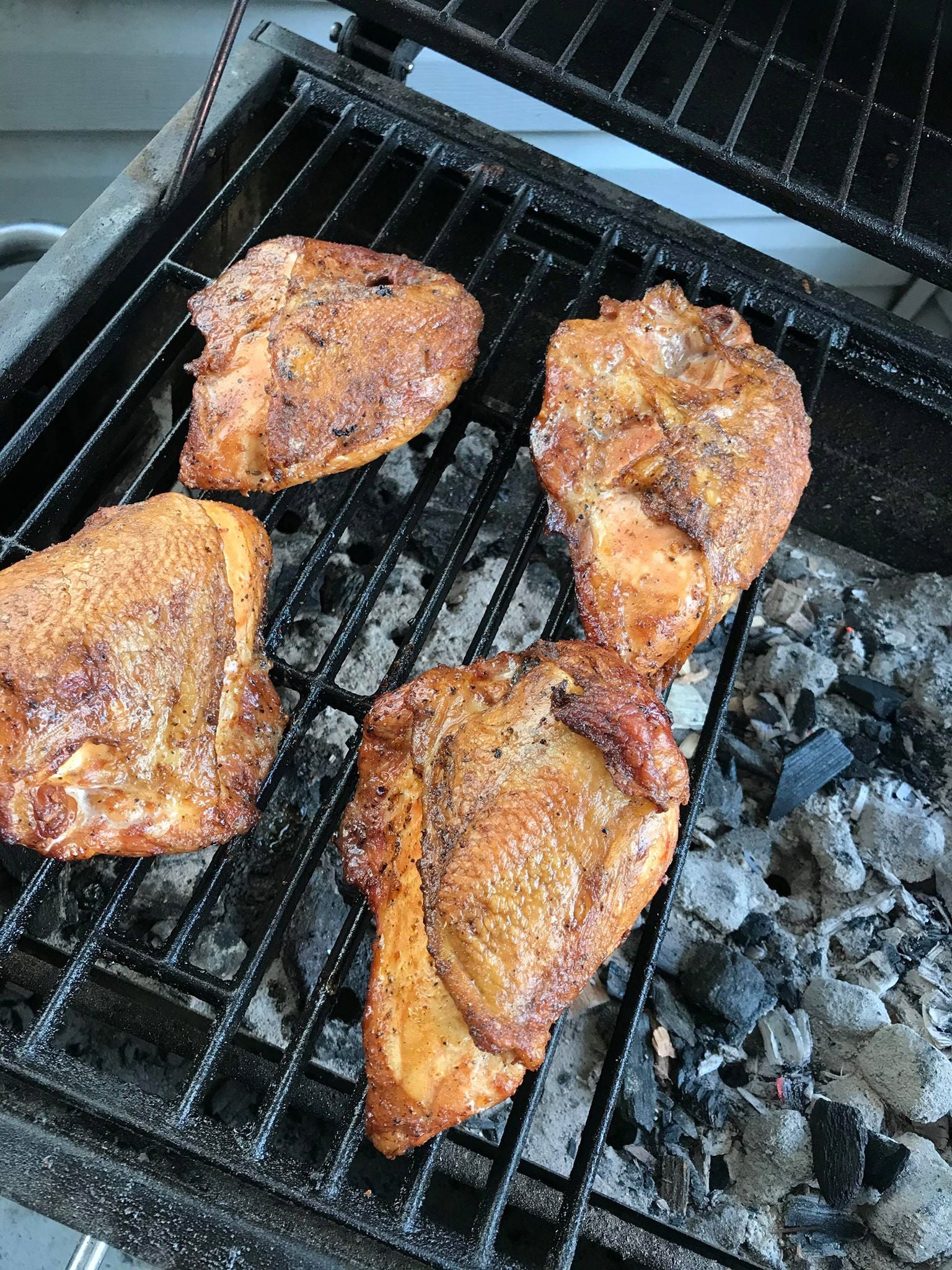 Smoked split chicken breasts, these were done with royal oak lump and