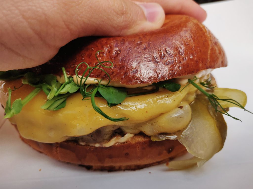Cheesy Cheeseburger with Chipotle Mayo and Pickles