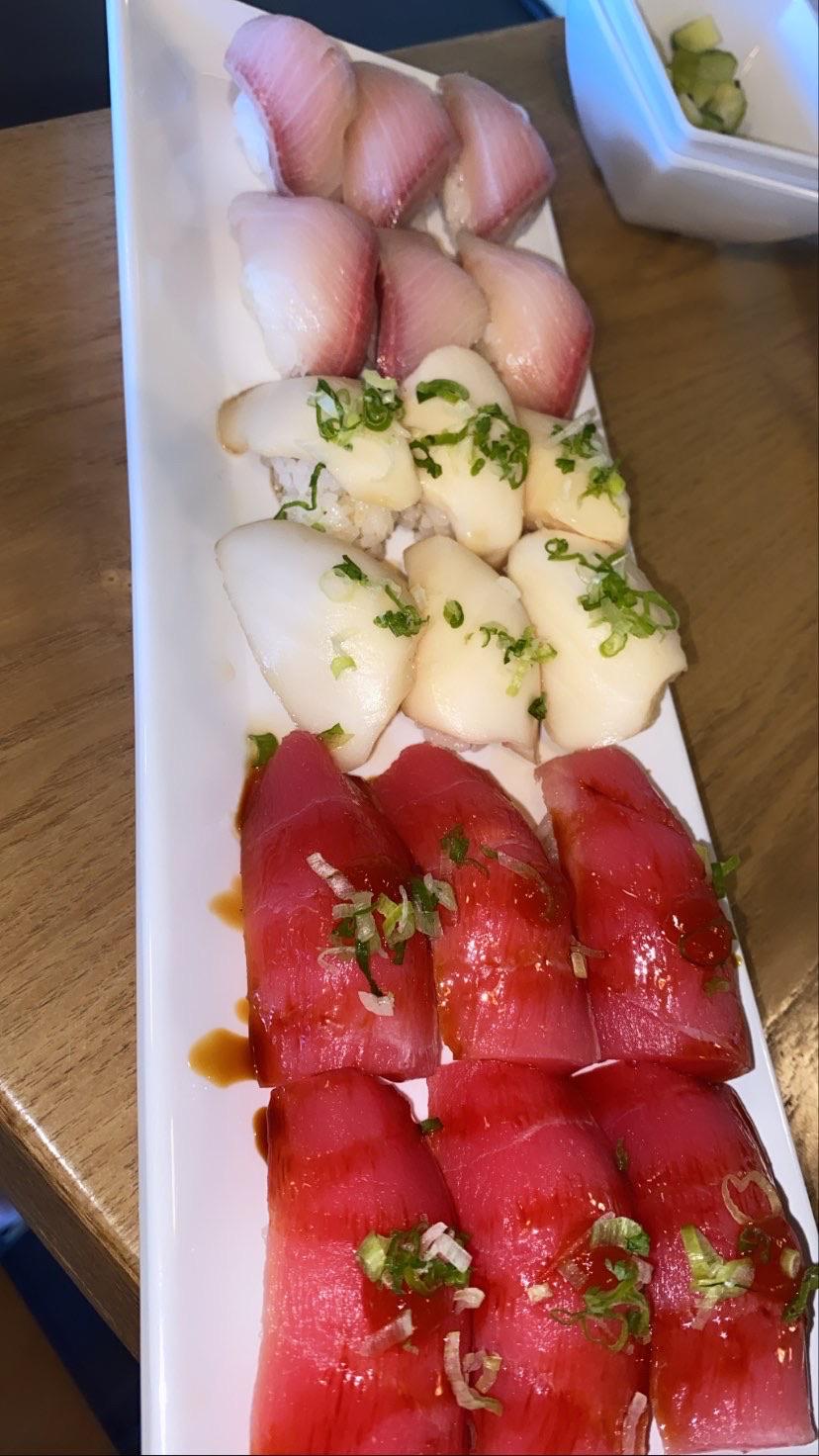 Fresh Uni, Tobiko, Oysters in ponzu sauce. Dining and Cooking