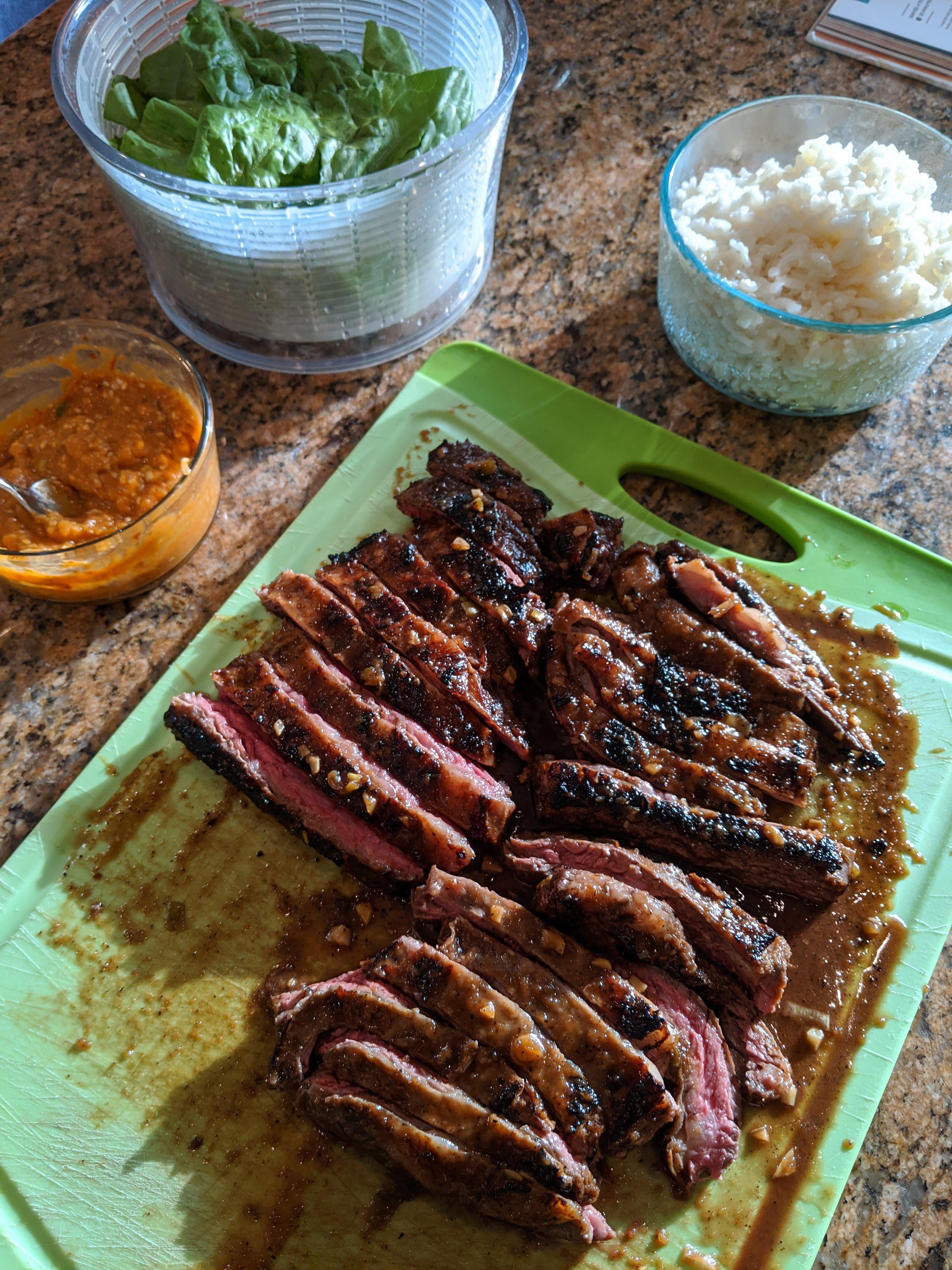 Bulgogistyle flank steak, 131° for 5 hours. Marinated and seared on