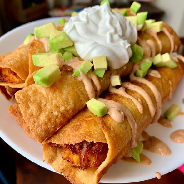 I made cheesy chicken taquitos tortilla wraps... they are BOMB! Dining and Cooking