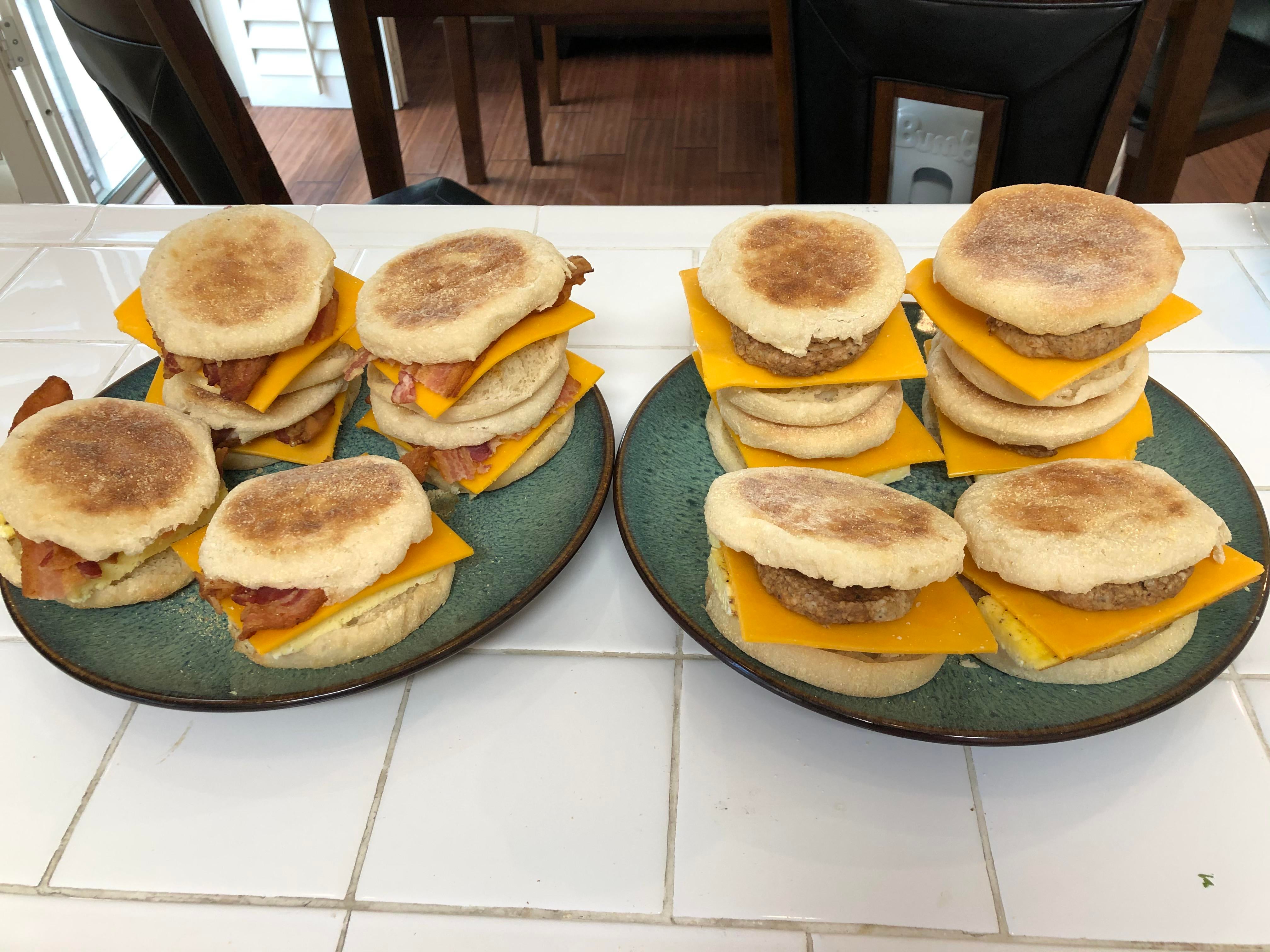 6 sausage egg/cheese, 6 bacon egg/cheese! Dining and Cooking