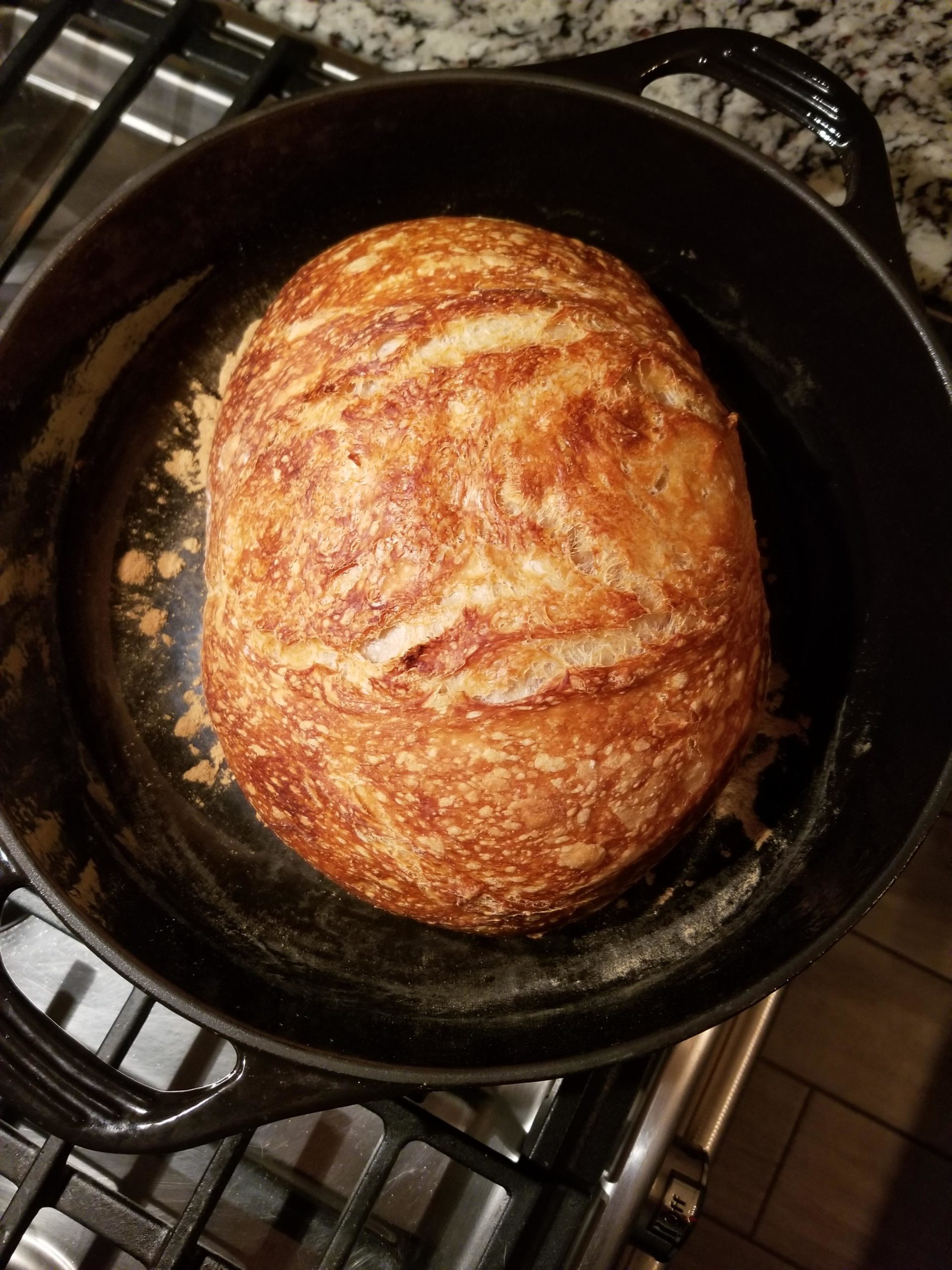 High hydration sourdough! Preheating the dutch oven has been a