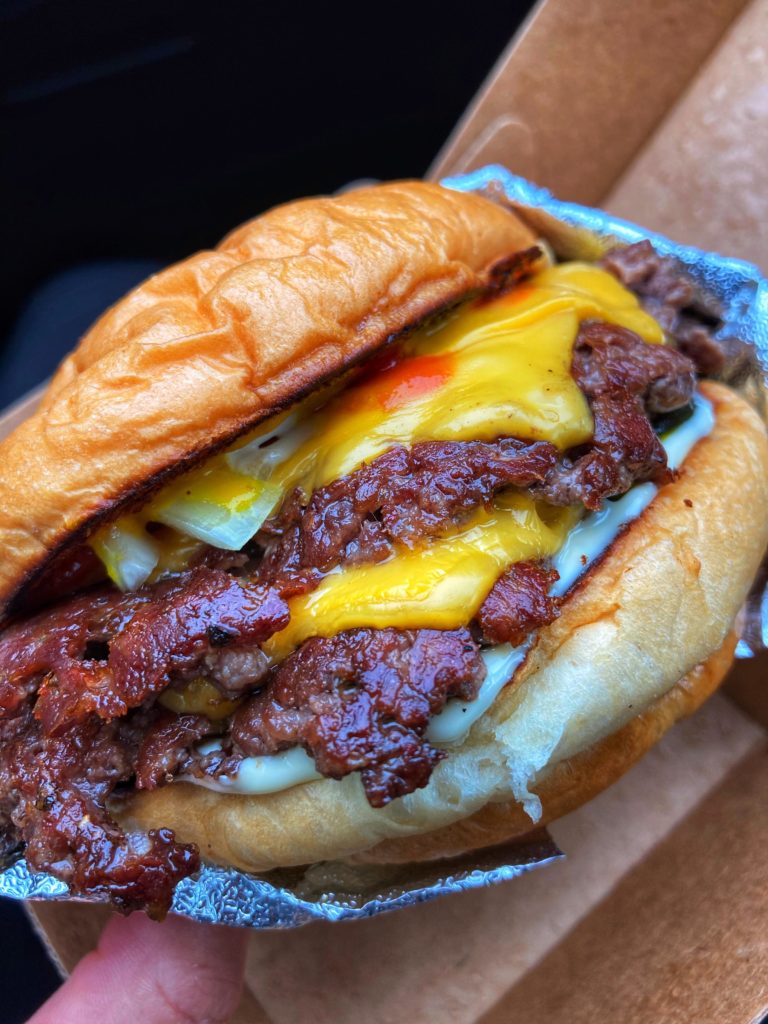 Smashed double cheeseburger from our first pop up