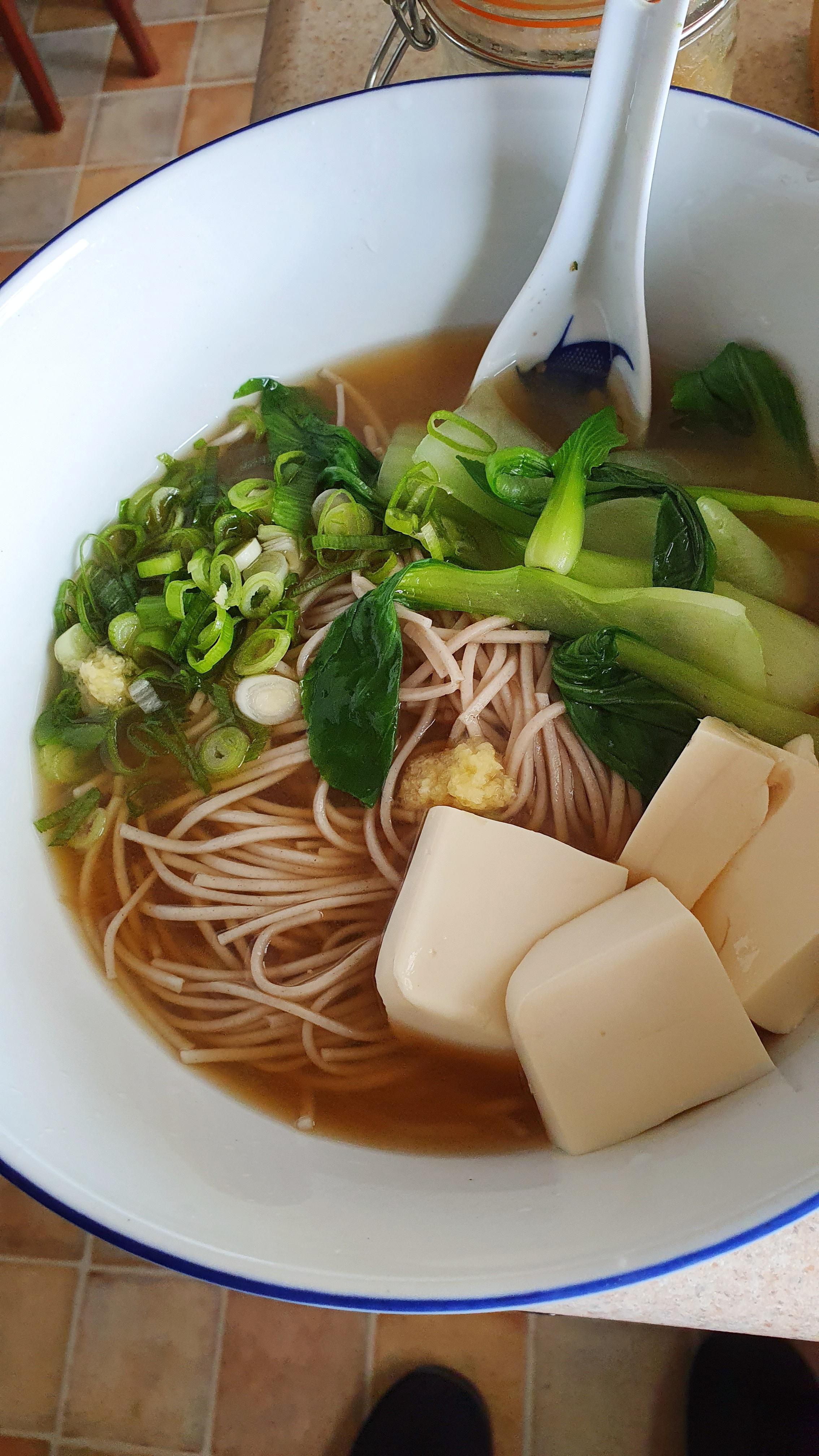 Homemade soba noodle miso soup Dining and Cooking
