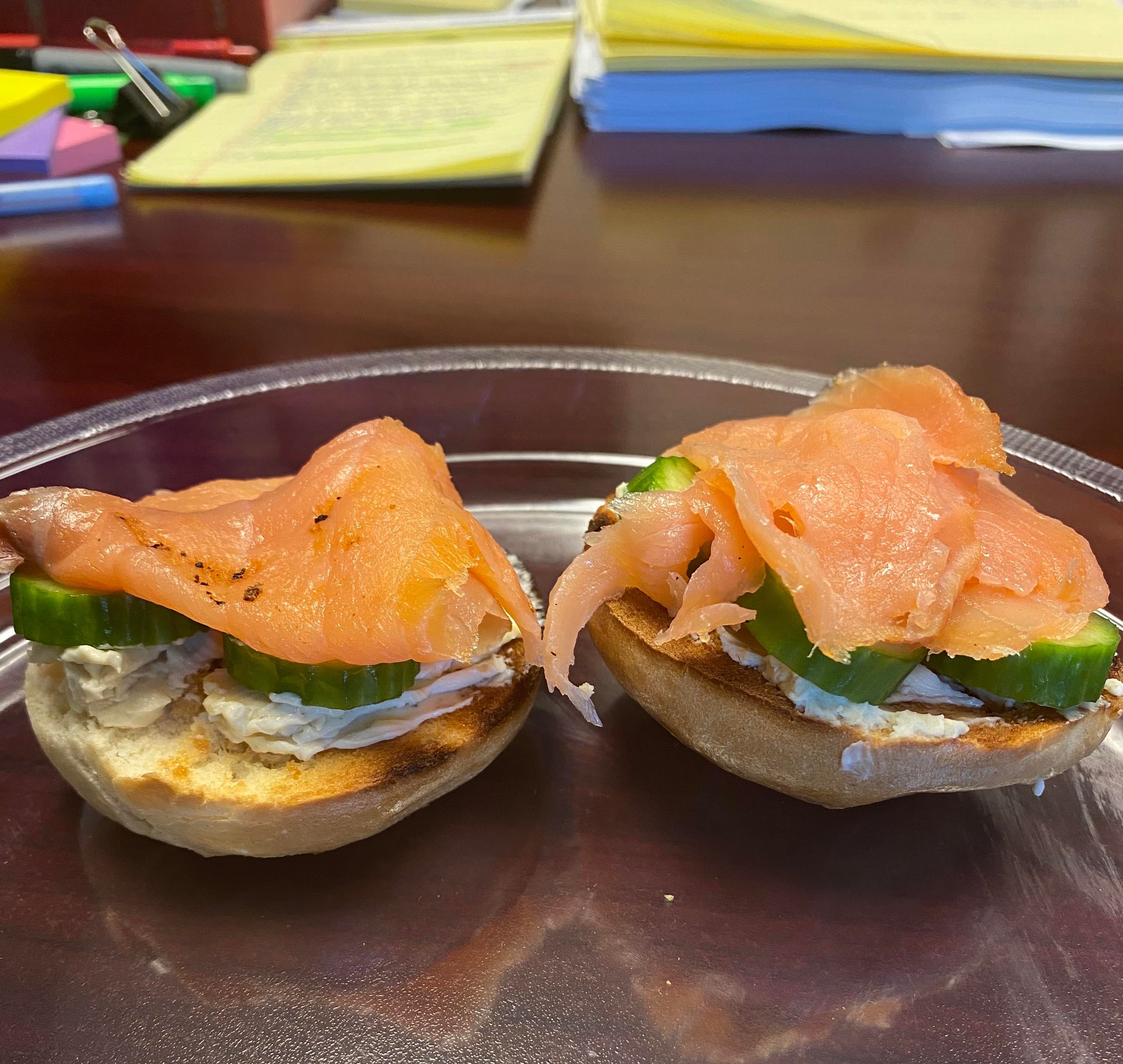 Bagel, lox, and cream cheese for 226 calories Dining and Cooking