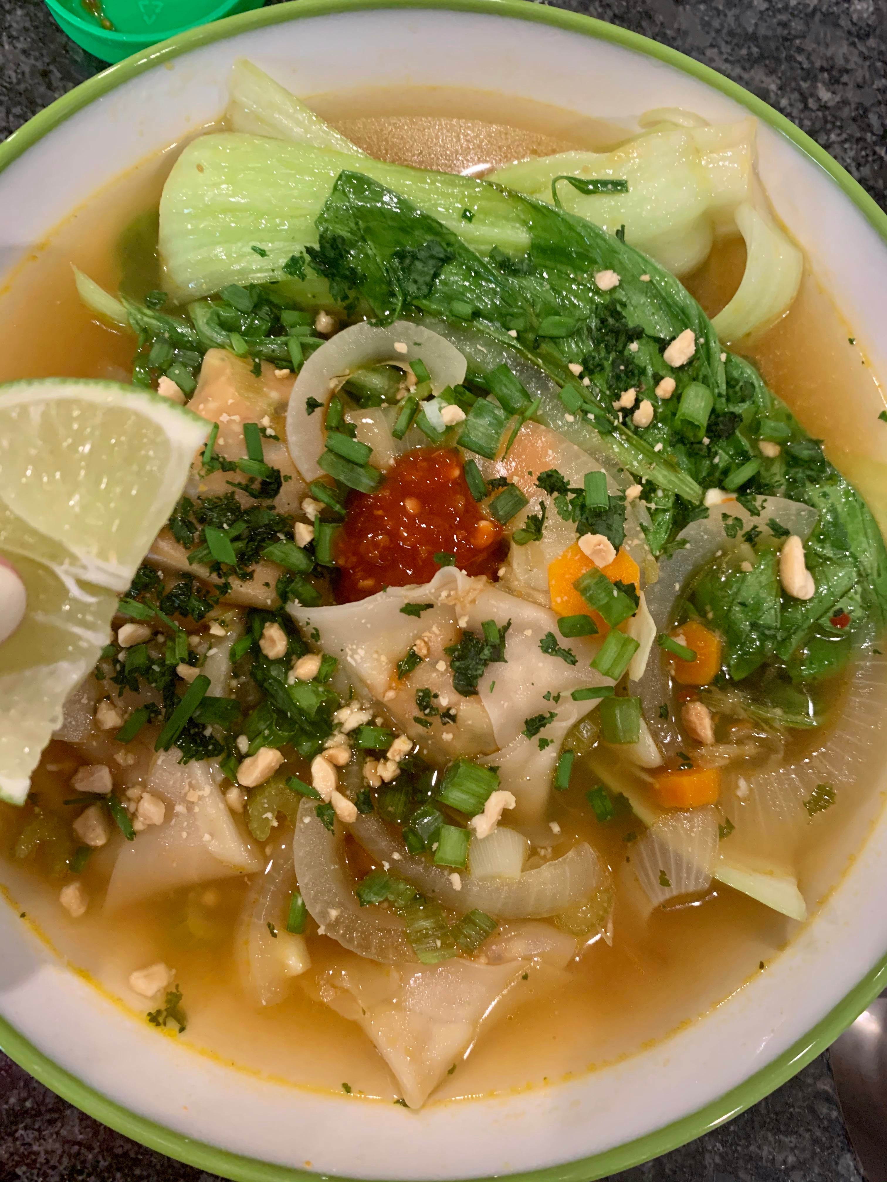 Spicy carrot dumplings with a wonton soup broth - Dining ...