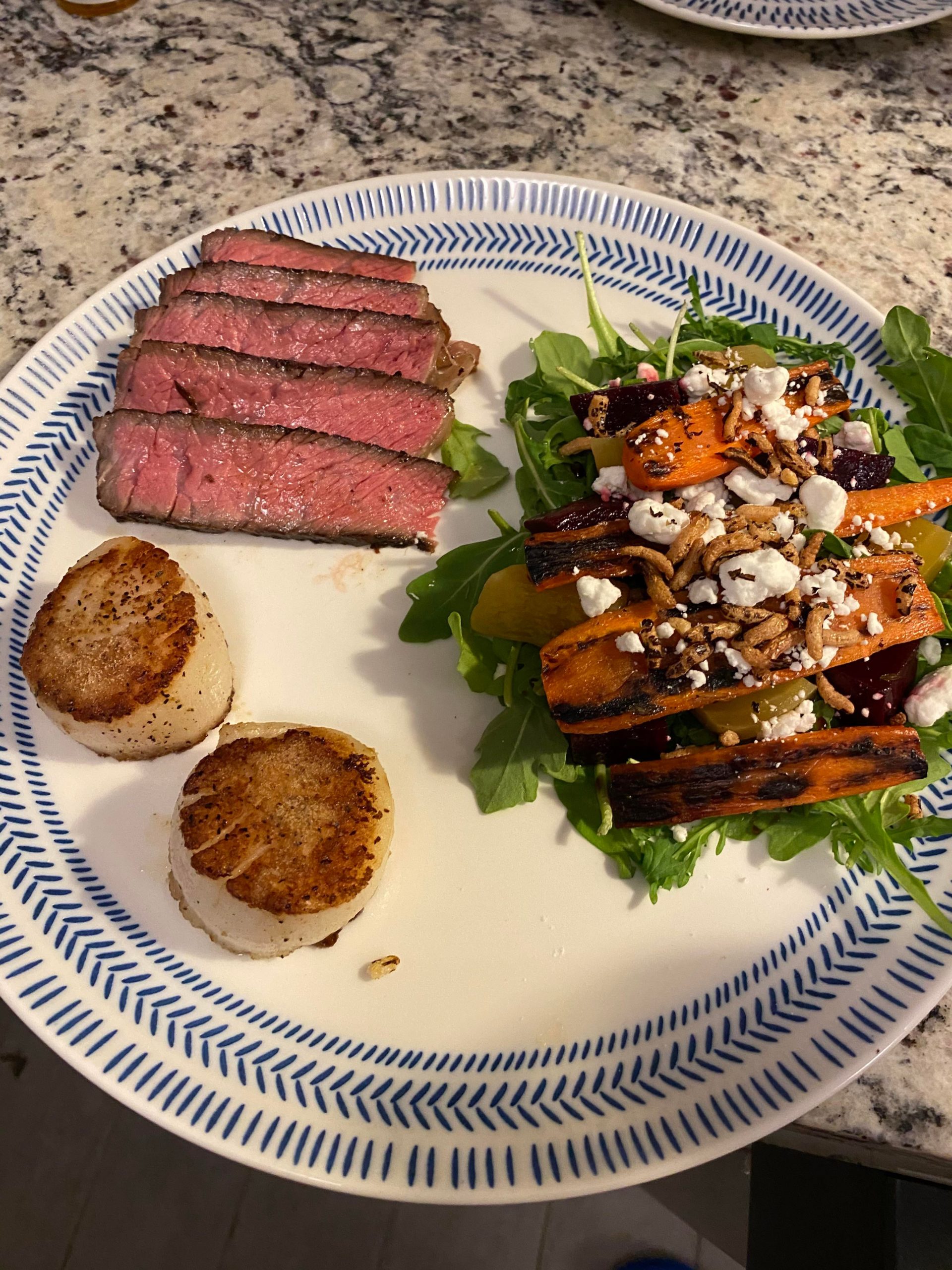 The carrots, red beets, golden beets, and steak all cooked via Sous