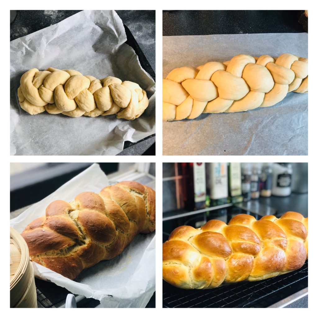 My first vs my 5th attempt at challah bread.